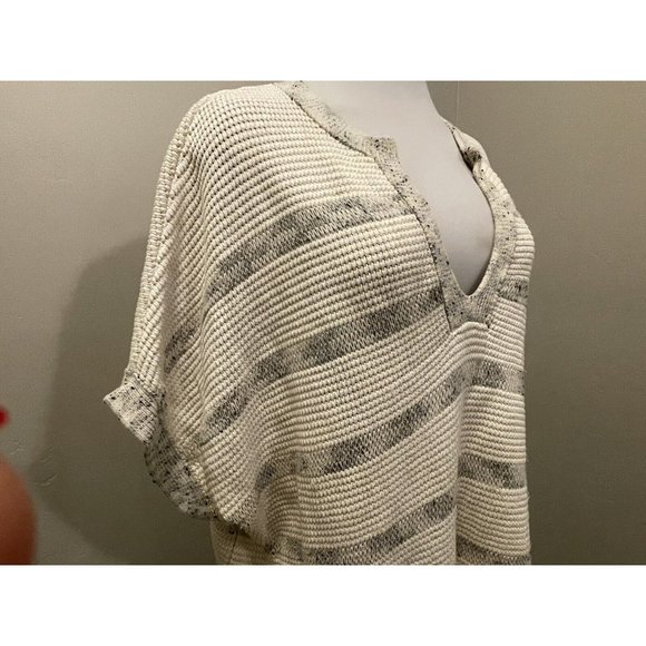 VINCE Popover White Knit Stripe Speckle Sweater Boxy Tunic Top sz.XS V340576442 - Picture 4 of 8